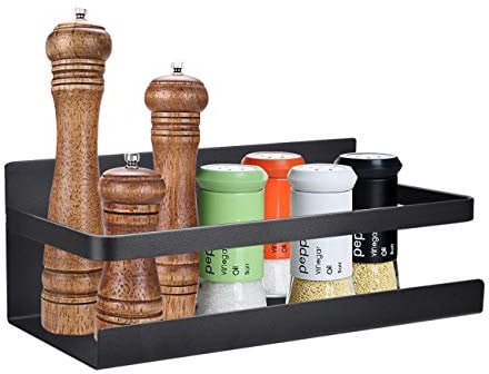 OIZEN Kühlschrank Regal Hängeregal für Kühlschrank Magnet Gewürzregal mit Ablage Küchenregal Küchen Organizer Aufbewahrung, Schwarz