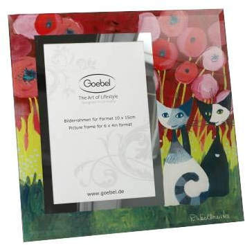 Goebel Rosina Wachtmeister Colours of Paradise Innamorati tra i papaveri - Bilderrahmen Neuheit 2020 66852671 und 4er Set EKM Living Edelstahl Strohhalme