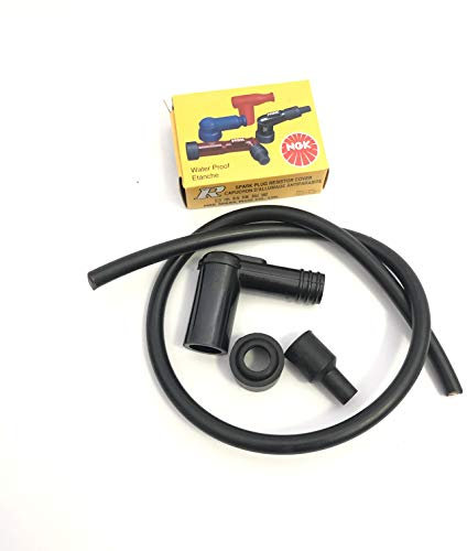 PIPA PIPETTA CAPPUCCIO CANDELA 90 GRADI NGK LB05F ANTI ACQUA CON RESISTORE 5 OHM + 50 CM CAVO MOTO SCOOTER CICLOMOTORI