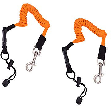 2Pcs Orange Canoe Kayak Paddle Leash, Canoe Paddle Leash Safety Boat Fishing Rod Pole Coiled Lanyard Cord Tie Rope