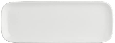 THUN LA Porcelana Juego de 4 Platos rectangulares 30 x 11 x 2,1 cm Esencial New Age, Color Blanco