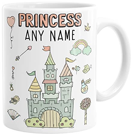 Daytripper Personalised Princess Mug, Custom Name Gift for Girls, Hot Chocolate Cup, Birthday Gifts,