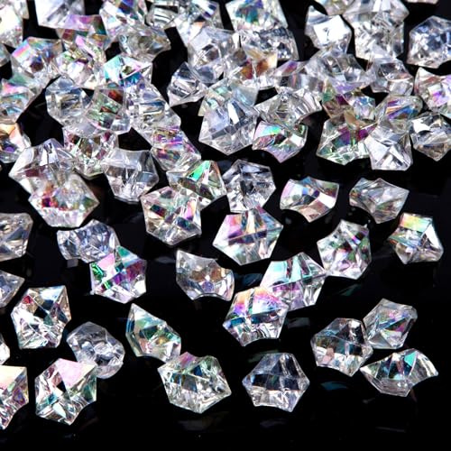 DomeStar Iridecent Fake Ice, 150PCS Sparkling Vase Fillers Fake Diamonds Clear Gem Stones DIY Crafts Wedding Table Scatter Decoration
