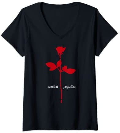 Damen Süße Perfektion – Rot-weißes Design. T-Shirt mit V-Ausschnitt