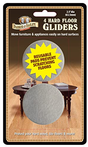 Parker & Bailey 4 Round Felt Grey Furniture Gliders - Protect Floors & Furniture, Slide Easily on Hardwood, Laminate or Carpet