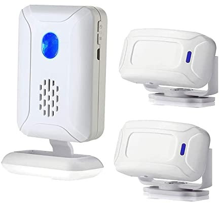 Kabelloser PIR-Bewegungsmelder für Zuhause, Willkommens-Summer, Sicherheitsalarm, für Business-Briefkasten, Haustür, Eingang, Alarm (2 Sensor und 1 Türklingel)