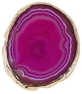 Soulnioi Rosenroter Achat-Untersetzer mit Goldrand, Teetasse, dekoratives Design, Steintablett für Heimdekoration