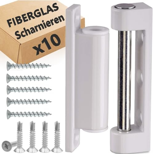 Fiberglas Tür und fenster scharniere Satz mit 10 Stück - Türscharnier, Türband, Fensterband, renovierband, fensterbeschläge ersatzteile, für Insektenschutz-Tür, Drehkippbeschlag (weiß, 10x Scharnier)
