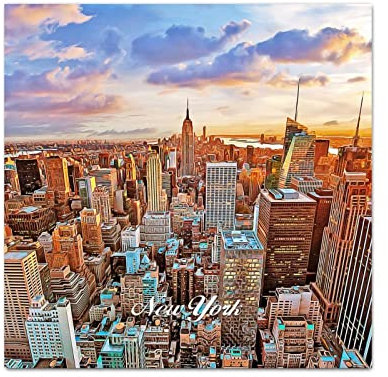 Yelolyio New York City Skyline Vinyl-Aufkleber Heimdekoration American New York Wandaufkleber Selbstklebende Wandaufkleber für Sofa, Boden, Fenster, Autotüren, Vinyl, 45,7 cm, Geschenk für Freunde