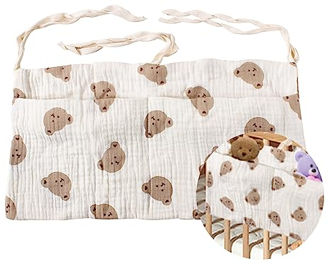 Betttasche Spielzeugtasche Babybett Aufbewahrungstasche Bett Organizer Betttasche zum AufhäNgen von Kleidung Windelspielzeug zum AufhäNgen Am Kinderbett, Wickeltisch oder an Der Wand (beige)