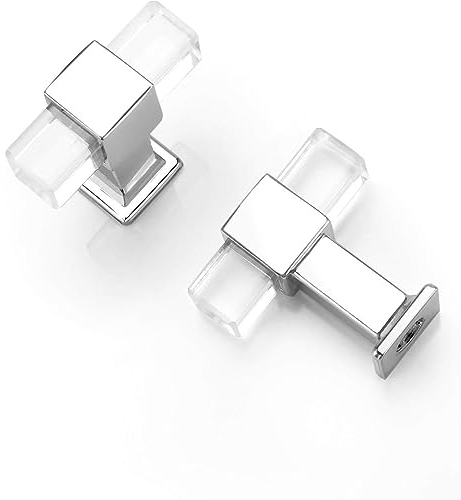 SYZOW 6 Stück Möbelgriffe Möbelknöpfe, T Form Schrankknöpfe Acryl Schrankgriffe Knöpfe mit Schrauben, Möbelknöpfe für für Küchen, Schrank, Schubladen, Möbel