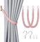 Pretty Jolly Vorhang Raffhalter aus natürlichem Baumwollseil, eleganter, dekorativer Vorhang-Raffhalter im Boho-Stil, weiche, handgewebte Seil-Vorhanghalter für Zuhause und Büro, Rosa, 2 Stück