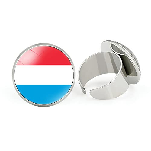 Bague D'Insigne De Drapeau Luxembourgeois - Cercle Rayé Bagues De Drapeau Du Monde Pour Femmes Hommes Bijoux De Charme Unisexe, Bague De Drapeau Patriote Accessoires Hip Hop Bijoux Cadeau, Comme I