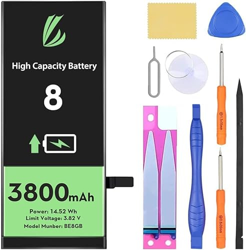 LL TRADER Batterie pour iPhone 8, 3800mAh Batterie Lithium ION Haute capacité avec Outils de réparation
