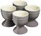 Cooks Professional Set of 4 Colourful Egg Cups | 40ml Durable Chip Resistant Ceramic Stoneware Dinnerware Graduated Design Egg Holders | Dishwasher & Microwave Safe | Grey