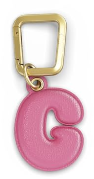 UNTAGS - Charm Lettera G - Materiale Effetto Pelle - Ciondolo per Smartphone, Portachiavi con Moschettone in Metallo Colore Oro Incluso - Rosa