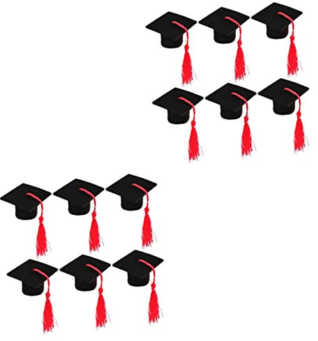 BESTonZON 12 Pièces Dessus De Bouteille De Remise Des Diplômes Casquette De Célibataire Miniature Petits Gâteaux Chapeau De Graduation Couverture De Chapeau De Doctorat Vin Gobelet En Carton