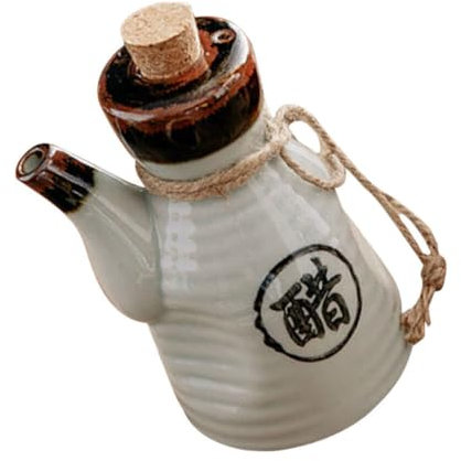 Amosfun Distributeur De Sauce Soja Bouteille D'assaisonnement En Céramique Pot De Vinaigre De 200Ml Sirop Burette Pot À Condiments En Porcelaine Pour Épices Blanc