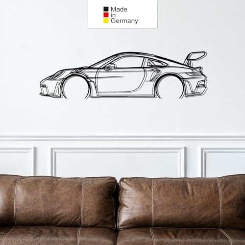 for Porsche GT3 Tableau mural en métal, décoration murale, silhouette de voiture, art mural de voiture en métal (taille : 69 cm (27 pouces))