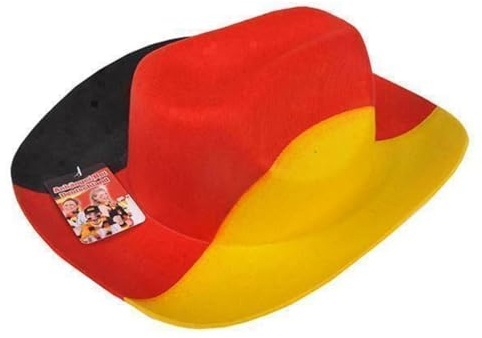 JUNG Filzhut im Cowboy Design Deutschland Fussball EM 2024 Fan, Europameisterschaft Fanartikel Frauen & Männer, Fanpaket, Schwarz Rot Gold Flagge, Damen und Herren