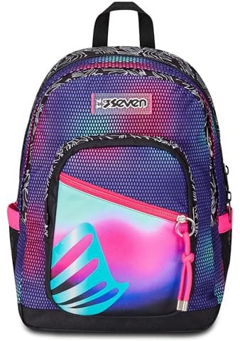 Seven Zaino Scuola Freethink, Rosa, Shadefull Girl, Zaino Doppio Scomparto, Tasca Porta PC o Tablet e Tasca Porta Borraccia, Zaino Medie e Superiori, Bambina Ragazza
