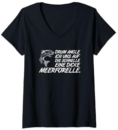 Damen Meerforelle Lachsforelle Fischen Meerforellen Blinker MeFo T-Shirt mit V-Ausschnitt