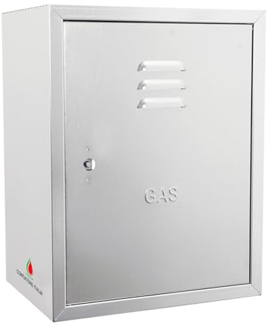 Contatore Italia Cassetta Contatore GAS Acciaio INOX Aperta Posteriormente Completa di Chiave e Quadrello (350x450x250)