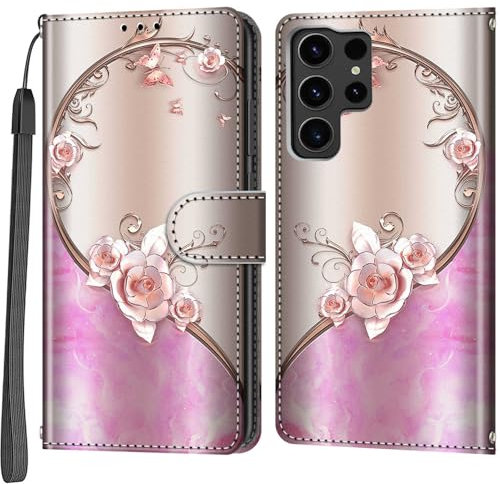 Handyhülle für Samsung Galaxy S24 Ultra Hülle, Stoßfeste Schutzhülle mit Standfunktion Kartenfächern Klapphülle Handytasche Kompatibel Samsung Galaxy S24 Ultra