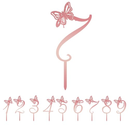 Zahlen Deko Torte,Happy Birthday Cake Topper,Nummer Cake Topper Zahlen,Zahlen Deko TorteKuchen,1~9 Tortendeko Zahlen,Acryl Gold Zahlen Cake Topper für Geburtstagsfeiern Jeden Alters Hochzeitsparty (7)