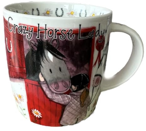 Alex Clark Crazy Horse Lady Mug - hot Drinks and Beverages Ceramic Cup - Pony, Ponies - Gift Ideas - Perfect for Coffee & Tea - Vegan Friendly