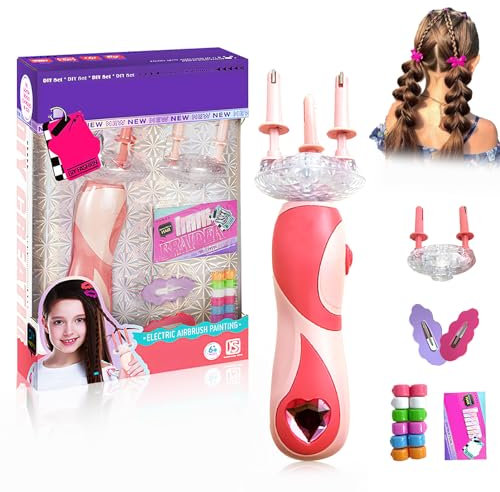 Haare Flechten Maschine,Flechtmaschine Haare Kinder,Automatischer Haarflechter,MäDchen Haarstyling-Werkzeug Mit 2 Haarspangen,6 Haarflechter,Diy MäDchen Haarstyling-Werkzeug,FüR MäDchen Ab 3 Jahren