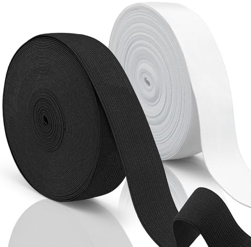Aerzouser 20m Elastisches Band, Gummiband Nähen Schwarz Weiß, Gummiband Breit, Hosengummi 3cm Breit, Gummiband für Hosenbund, Gummizugband für Hosengummi，Gummiband zum Nähen(3cm)