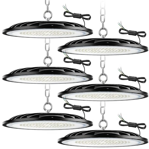 ZXICH 300w UFO LED High Bay Light, Spot intérieur 45000lm, 6000k blanc froid UFO LED atelier lumière, ip65 imperméable à l'eau lampe industrielle usine, garage, entrepôt High Bay light(300W,6 Pack)