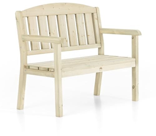 Amata UNGURS Doppelbank Klassisches Design - Wetterfeste Holzbank für Draußen, Terrasse, Hinterhof und Garten Feuerstellen - Ergonomischer und Langlebiger Stuhl, Zeitloses Design (Holz)