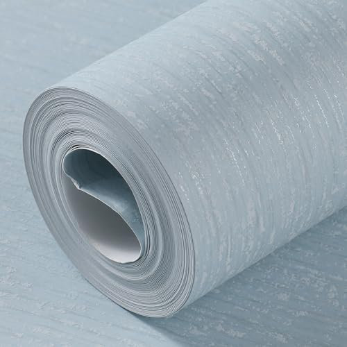 Trafagala Light Blue Mix Plain Wallpaper Fabric Striped Textured Wall Paper Roll No Match Wallpaper for Adults Kids Bedroom Living Room Hallway and Stairs Designed to Look Like Fabric