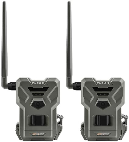 Spypoint Flex-M Twin-Pack - Wildkameras mit Foto- & Videoübertragung, 28 Megapixel, Wildtierkamera mit Nachtsicht, kostenlose App für Ihr Smartphone