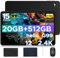 DOOGEE T40 Pro Tablet 12 Pulgadas Android 15, 20GB RAM + 512GB ROM, 2.4K Pantalla con MTK G99 y 10800mAh(18W), 16MP+8MP, Dual SIM 4G Tablet con Teclado, Funda y Lápiz, Ratón(Versión 2025)