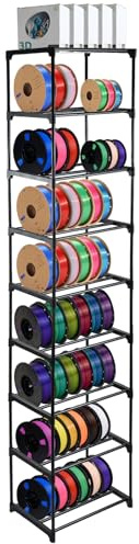 9-stufiges Metall-Regal für 3D-Druck Filament – Spulenhalter 42 × 30,5 × 205 cm, Filament Aufbewahrung mit großer Kapazität, werkzeuglose Montage