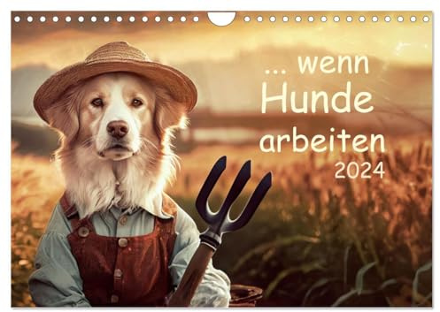 Wenn Hunde arbeiten (Wandkalender 2026 DIN A4 quer), CALVENDO Monatskalender: Zwölf interessante und witzige Bilder, zeigen Hunde in Berufen. (CALVENDO Tiere)