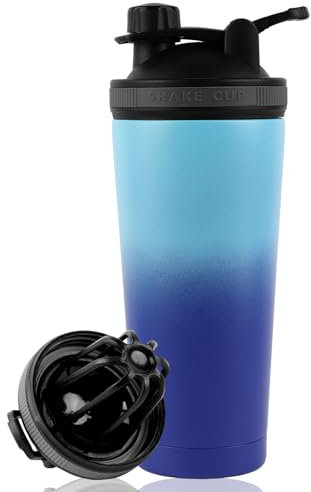 kiptyg Shaker Proteinas,750ml Coctelera de Proteínas con Colador,Coctelera de Proteínas de acero Inoxidable de doble pared con Aislamiento al vacío,Sin BPA y a Prueba de fugas,para Deportes,Fitness