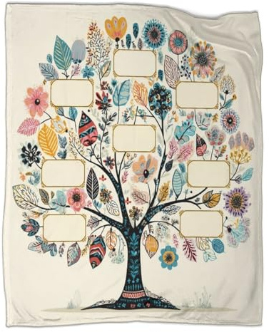 kaiyun Bunter Cartoon-Stil Muster Decke Freundlicher Baum Neuartiges Design Schlafsaal Weiche Bequeme Flauschige Überwürfe Vier Jahreszeiten 50x60inch(127x152cm)