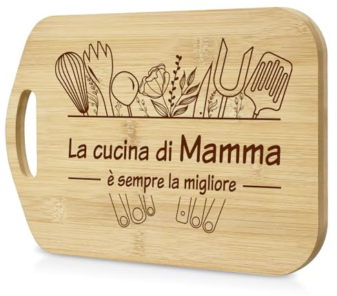 LUXHOMY Regalo Mamma Natale Compleanno - Tagliere in Bambù Festa della Mamma Idee Regalo Personalizzato Originale Regali per la Donna Utili