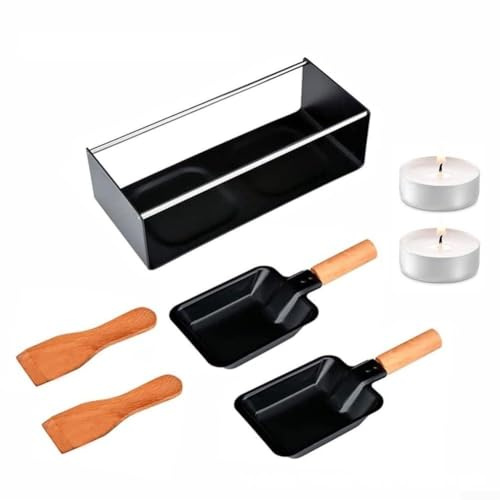 Double Plate Cheese Melting Tray Set, Cheese Melter Raclette Grill With Candle Heating System, for Outdoor Camping And Tabletop Cooking