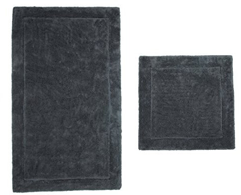 Casalanas - Santorin, Beidseitig verwendbar, Schwerer Badezimmerteppich, 100% Natur-Baumwolle, 2-teilig(60x60 + 100x60) cm, Smoke