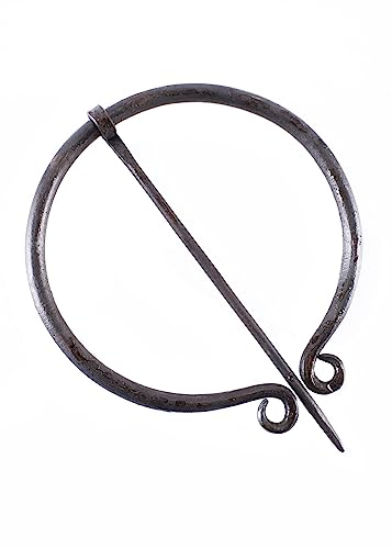 Battle-Merchant Ringfibel, rund, einfach eingerollt, handgeschmiedet Mystische Brosche Wikinger Gewandschmuck Fibel LARP