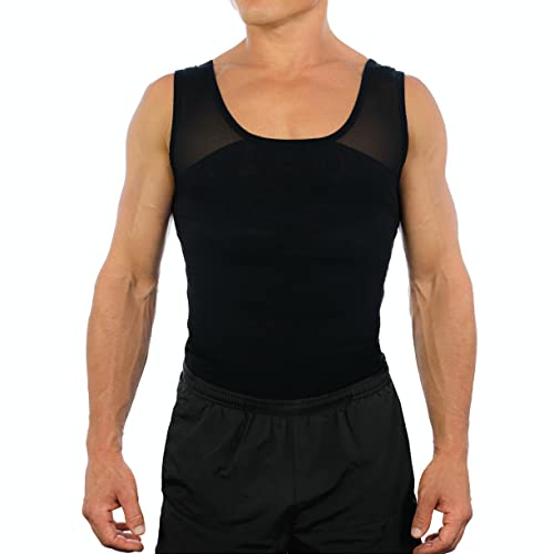 Esteem Apparel Original Herren Brustkompressionshemd zum Verstecken von Gynäkomastie-Moobs (Schwarz, Mittel)