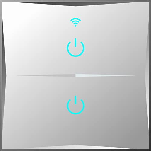 Smart Lichtschalter 2 Fach Weiß WLAN APP Touch Google Home Amazon Alexa HL02-11 (1)