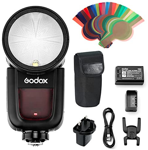 Godox V1-S Round Head Camera Flash, TTL 1/8000 HSS Speedlight, Built-in 2.4G Wireless X System On-Camera Speedlight for Sony Cameras with 2600mAh Lithium Battery