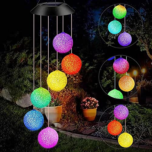 Gerhannery Carillon à LED Solaire à Spirales à Changement De Couleur Pour Jardin Décoration Extérieure Romantique Pour Terrasse, Jardin Avec Crochet Fête des Mères Cadeau