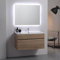 Kiamami Valentina - Mobile Bagno Sospeso 90 cm | Lavabo Ceramica e Specchio Retroilluminato | Colore Quercia Naturale | Composizione Mobile Bagno Lavabo | Arredo Bagno, Serie Sole
